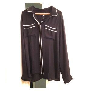 Loft black and white button down